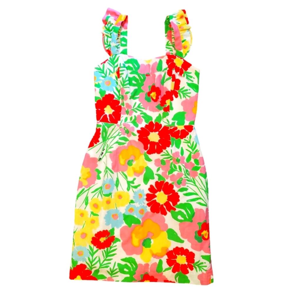 Lilly Pulitzer Ants on Parade Floral Mini Dress Size 0 Ruffle Straps
